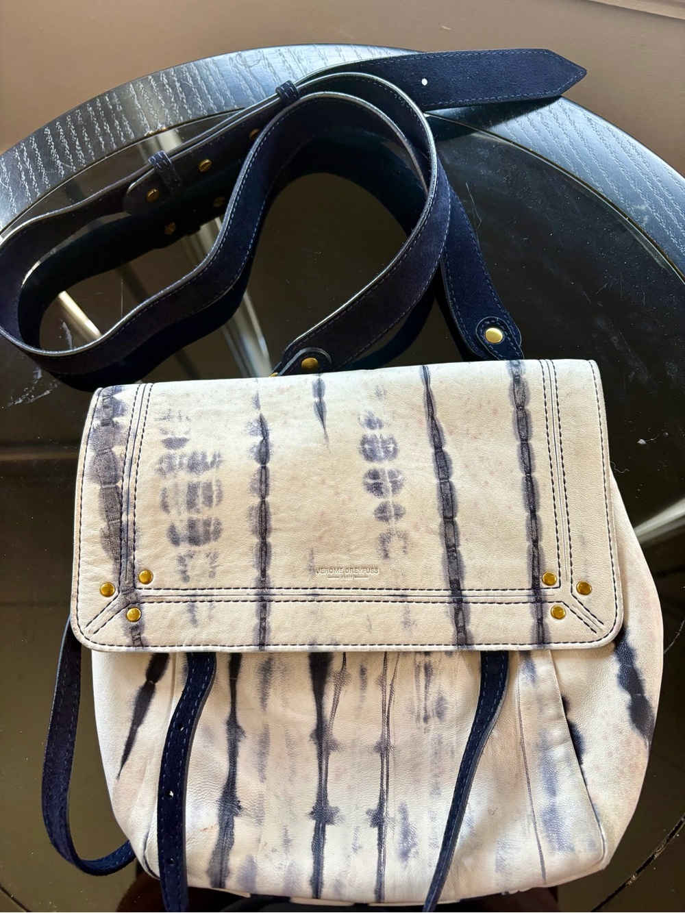Jerome Dreyfuss Suede-Trim Tie-Dye Lambskin “Jeremie” Crossbody / Shoulder Bag